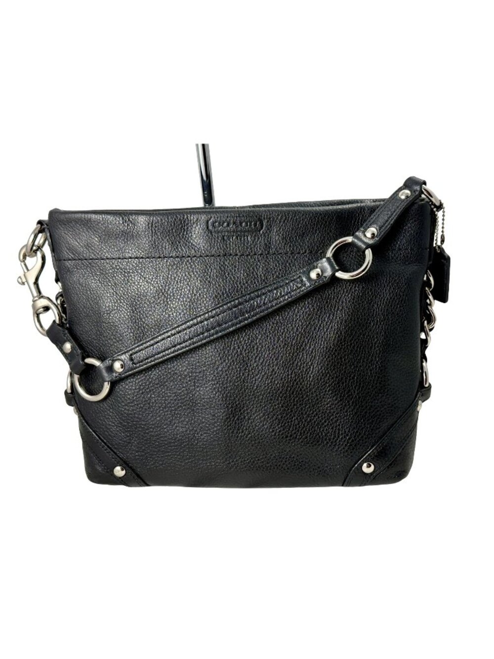 Coach Carly Black Leather Hobo Bag Silver Hardware Large Slouchy Shoulder Bag
